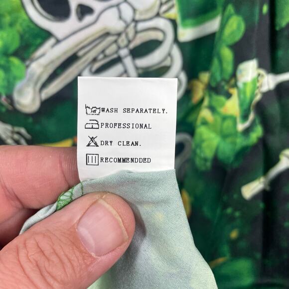 Misslook Button Up St. Patrick's Day Drunken Skeleton Shirt Men's 4XL Green Fun - Picture 7 of 10